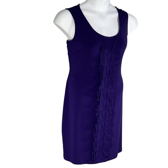 Calvin Klein NWT Womens 14 Purple Sleeveless Cascading Ruffles Dress Stretchy - Picture 6 of 15